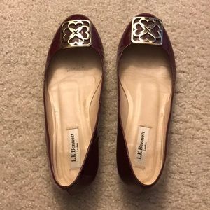L.K. Bennett maroon sally ballerina flats 9M